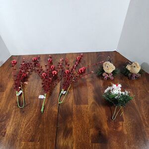 Artificial Christmas Floral Picks and Sprays Lot of 6